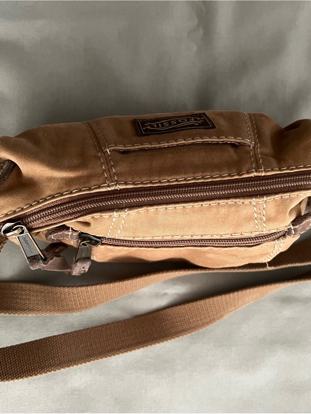 Vintage Fossil Light Brown Crossbody Shoulder Strap with Tassel Accent - Picture 7 of 12